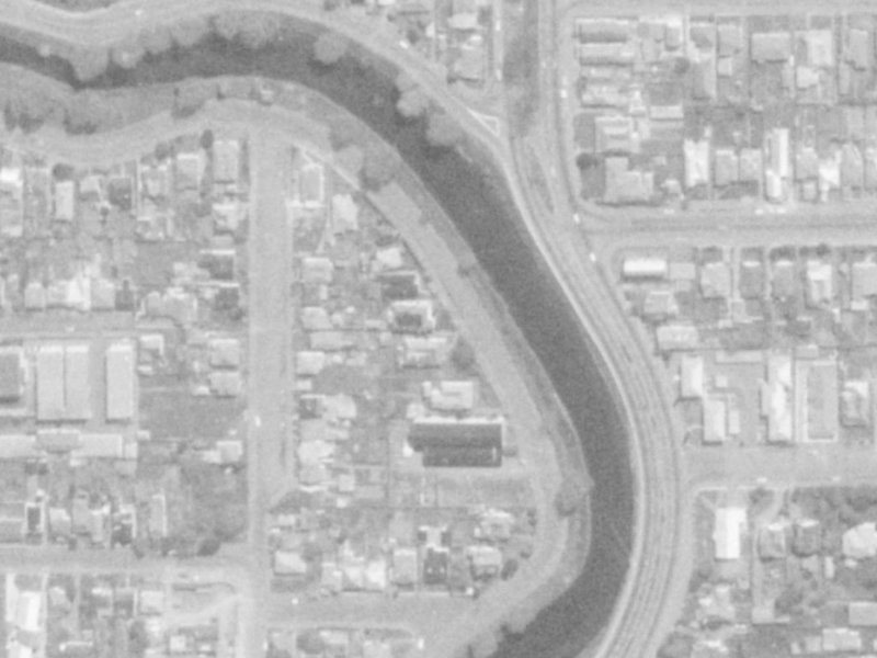 402–450 Oxford Terrace from the air, 1975-1979
