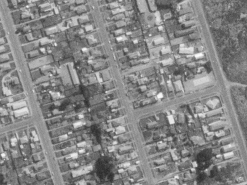 135 Pine Avenue from the air, 1975-1979