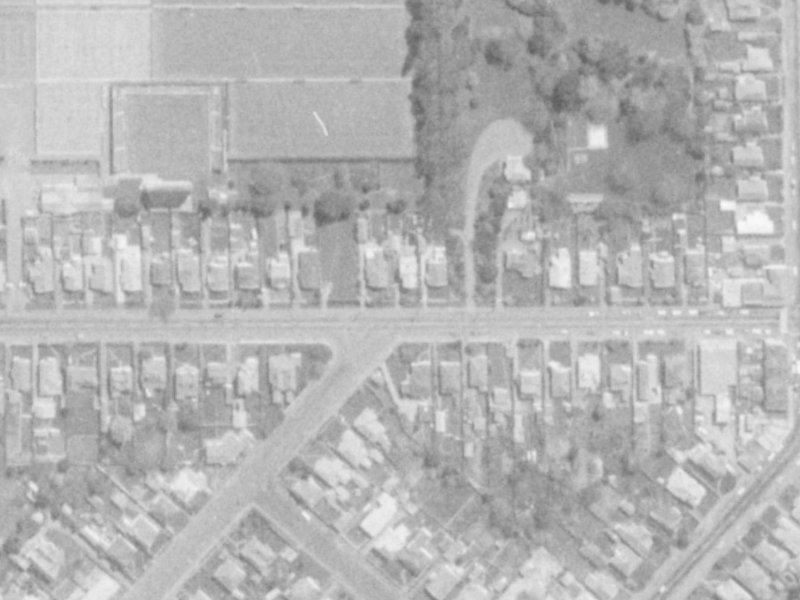 149-151 Woodham Road from the air, 1975-1979