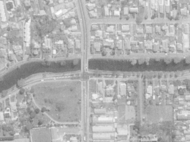 106-104 Avonside Drive from the air, 1975-1979
