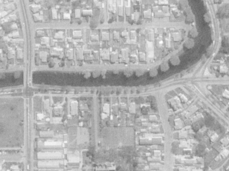 130 Avonside Drive from the air, 1975-1979