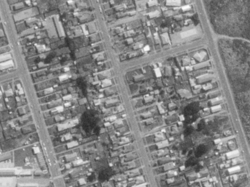 161 Pine Avenue from the air, 1975-1979