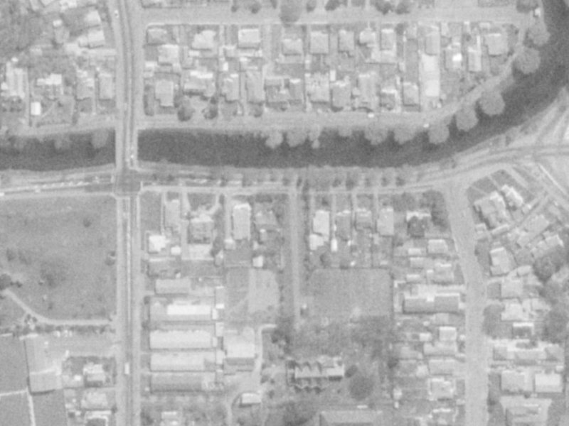 122 Avonside Drive from the air, 1975-1979