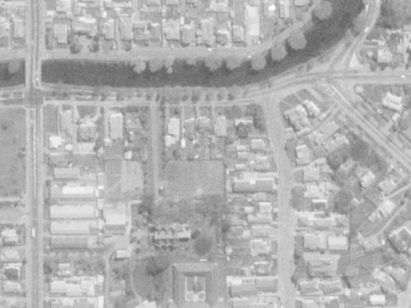 134 Avonside Drive from the air, 1975-1979