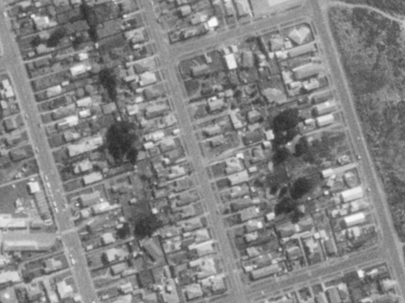 167 Pine Avenue from the air, 1975-1979