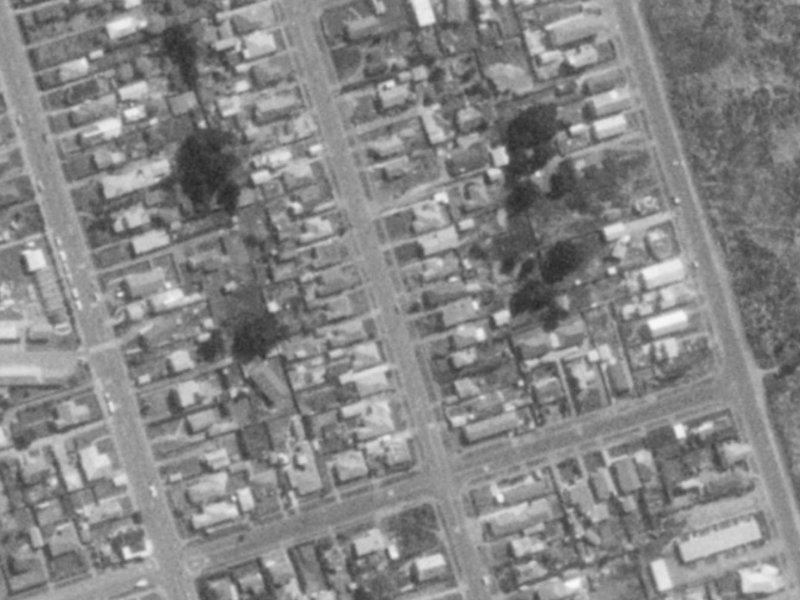 183 Pine Avenue from the air, 1975-1979