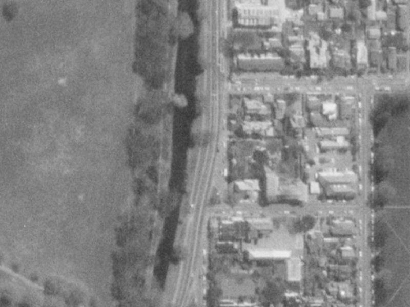30–34 Park Terrace from the air, 1975-1979
