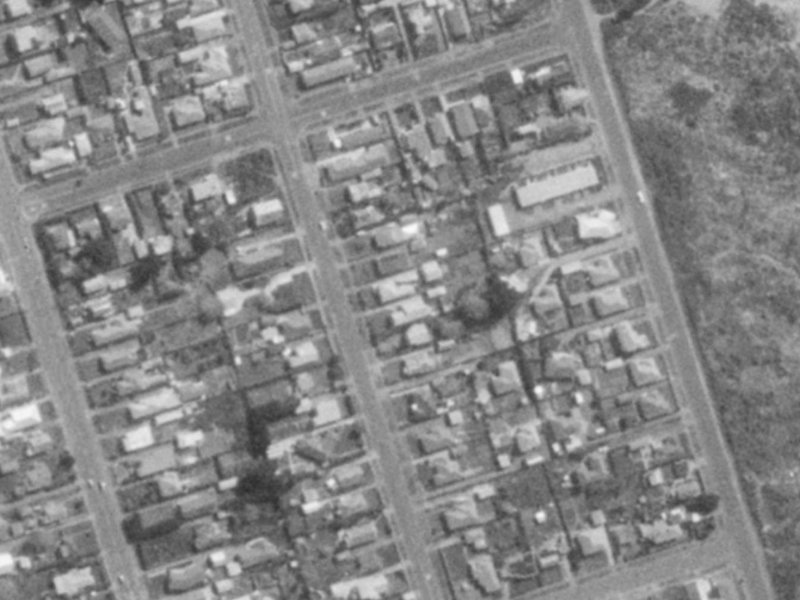 221 Pine Avenue from the air, 1975-1979
