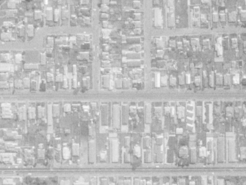 353-365 Armagh Street from the air, 1975-1979