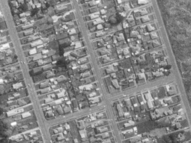 233 Pine Avenue from the air, 1975-1979