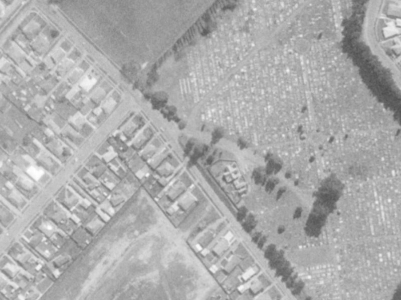 36 Butterfield Avenue from the air, 1975-1979