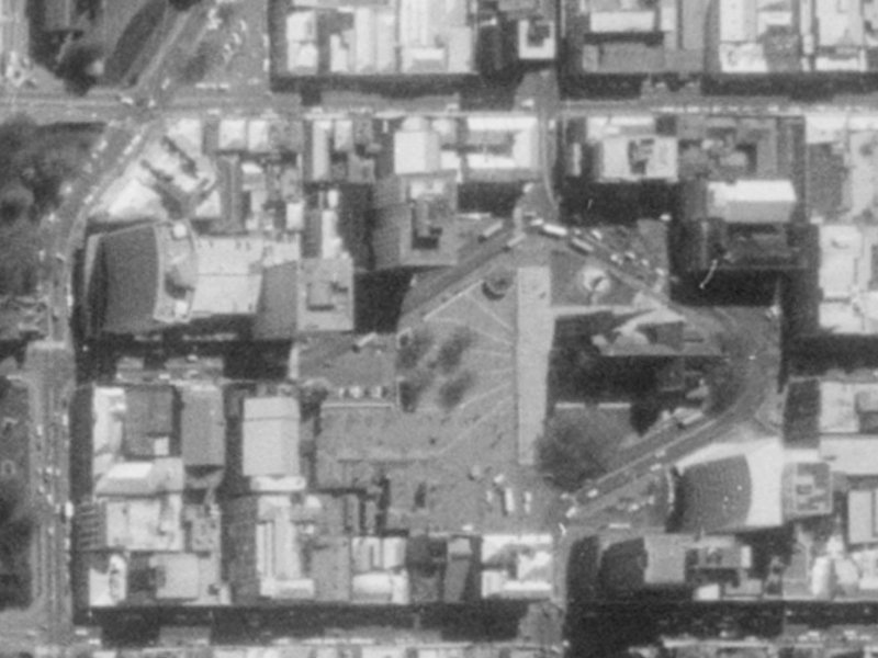 47 Cathedral Sq from the air, 1975-1979