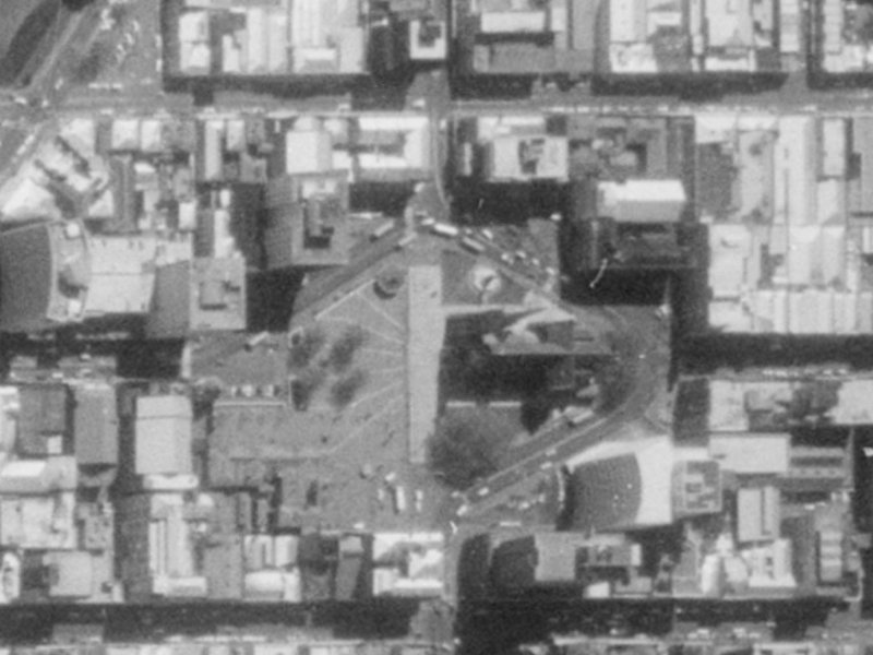 Cathedral Sq from the air, 1975-1979