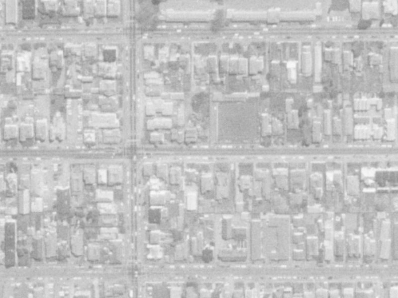 233-237 Worcester Street from the air, 1975-1979