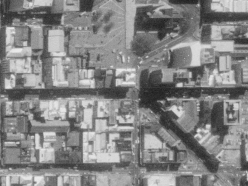115-125 Hereford Street from the air, 1975-1979