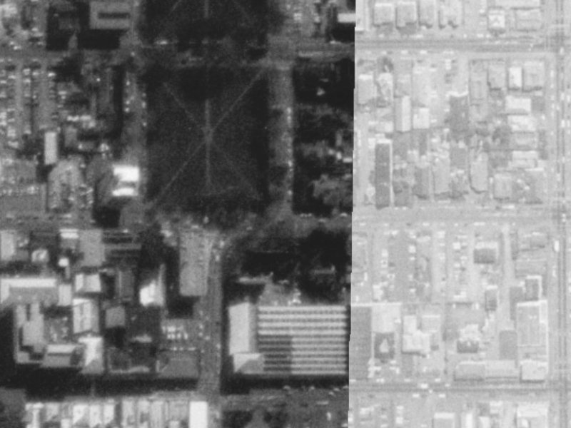 235-237 Hereford Street from the air, 1975-1979