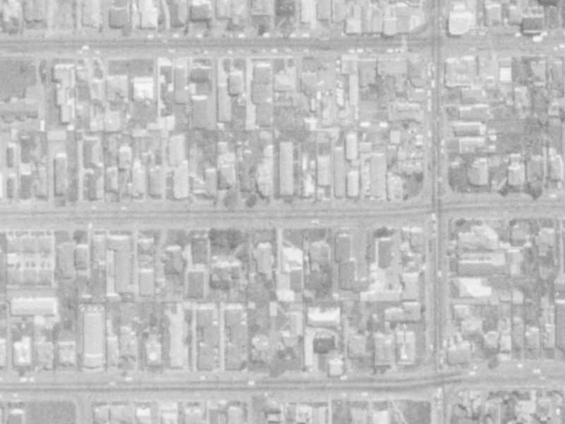 407-411 Hereford Street from the air, 1975-1979