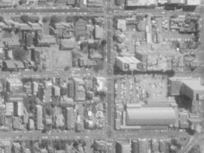 55-69 Hereford Street from the air, 1975-1979