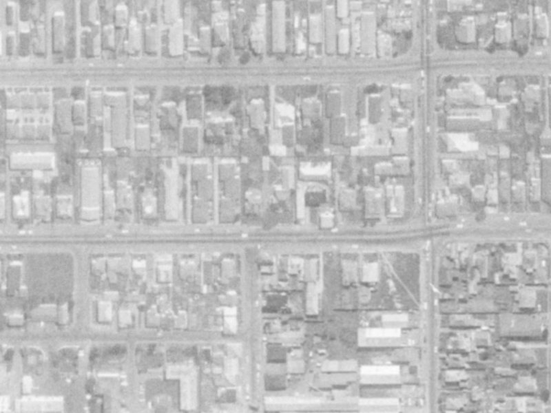 419 Cashel Street from the air, 1975-1979