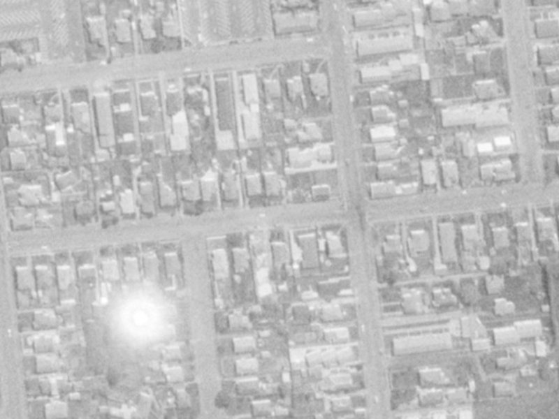 55A Peverel Street from the air, 1975-1979