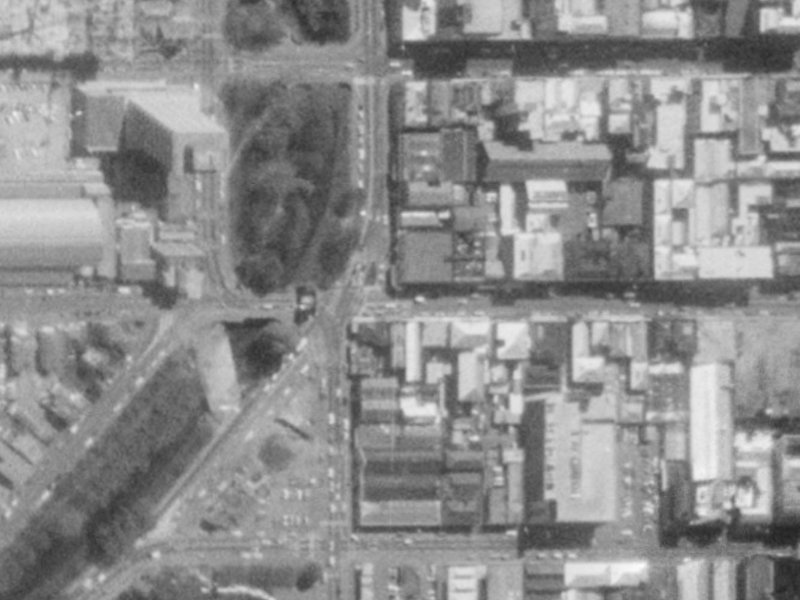 70–74 Cashel Street from the air, 1975-1979