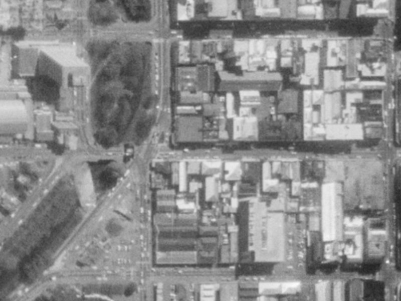88 Cashel Street from the air, 1975-1979