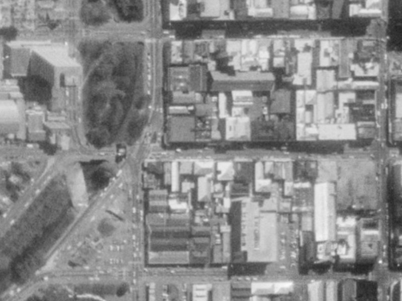 89 Cashel Street from the air, 1975-1979