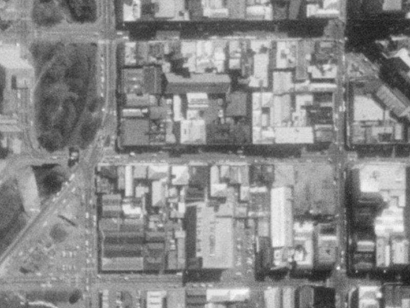 97 Cashel Street from the air, 1975-1979