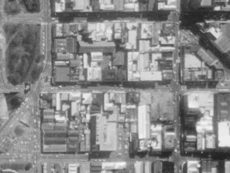 120 Cashel Street from the air, 1975-1979
