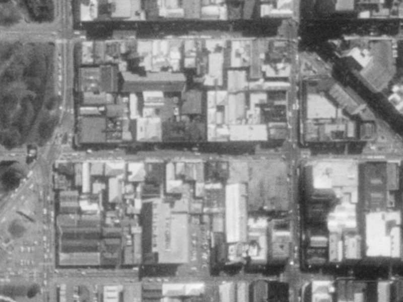 105 Cashel Street from the air, 1975-1979