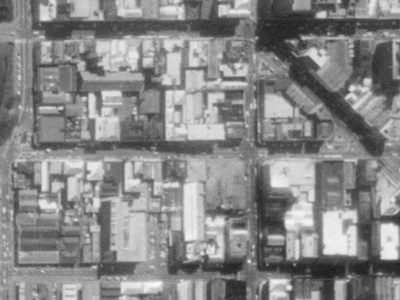 115 Cashel Street from the air, 1975-1979