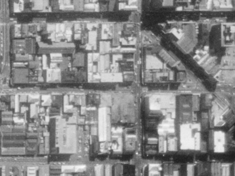 91–119 Cashel Street from the air, 1975-1979
