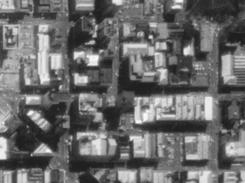 210-202 Cashel Street from the air, 1975-1979