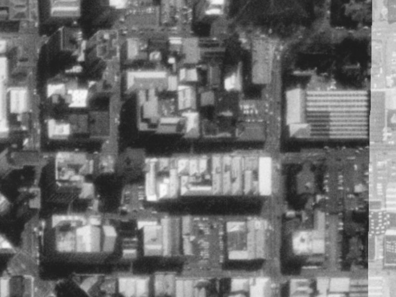 207 Cashel Street from the air, 1975-1979