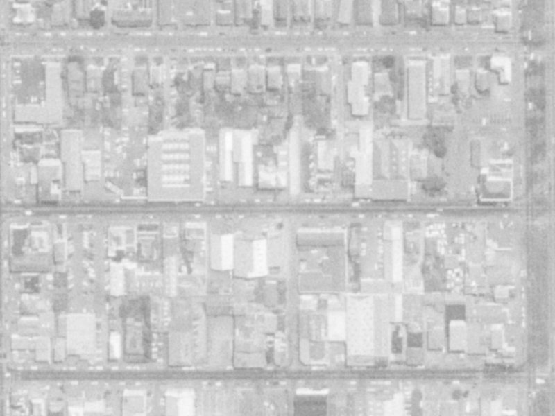 303 Cashel Street from the air, 1975-1979