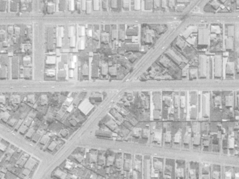 566-576 Cashel Street from the air, 1975-1979