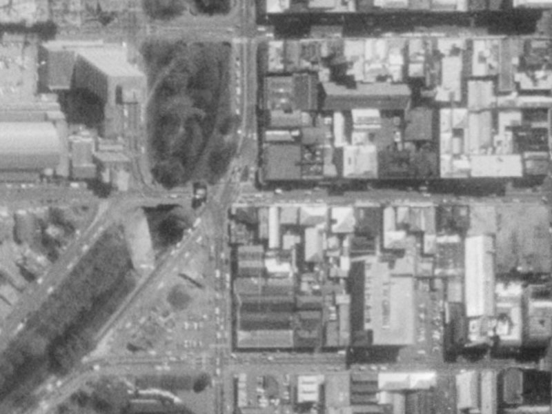 84 Cashel Street from the air, 1975-1979