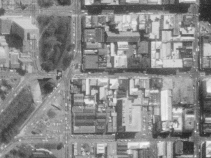 92 Cashel Street from the air, 1975-1979