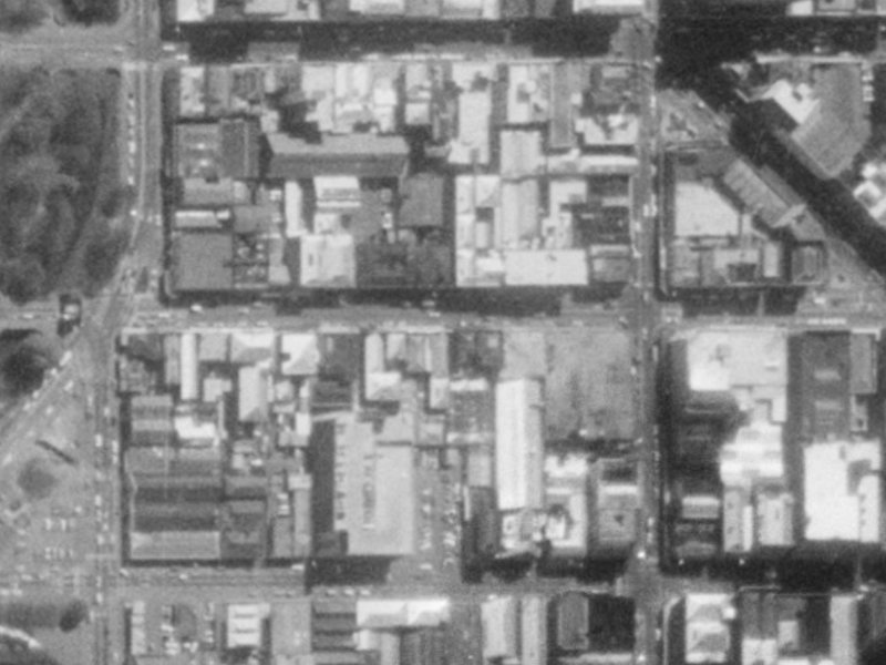 124 Cashel Street from the air, 1975-1979