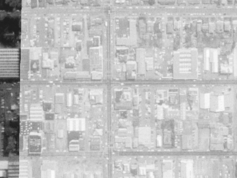 265-269 Cashel Street from the air, 1975-1979