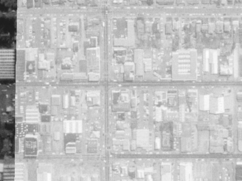 265-271 Cashel Street from the air, 1975-1979
