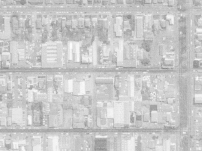 320-324 Cashel Street from the air, 1975-1979