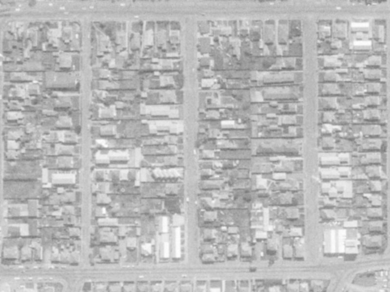 Percy Street from the air, 1975-1979