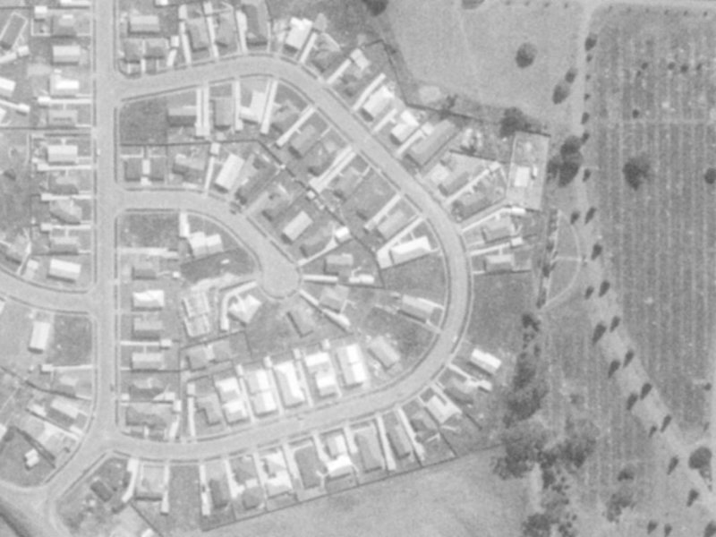 Kawau Crescent from the air, 1975-1979