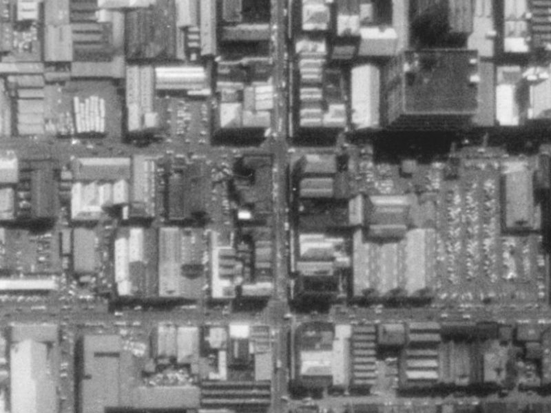 603-605 Colombo Street from the air, 1975-1979