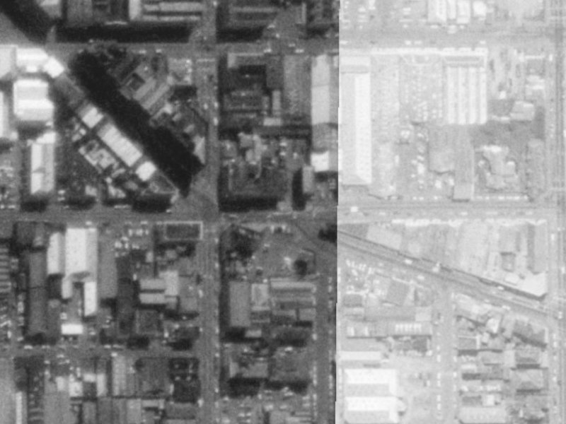 279–293 Saint Asaph Street from the air, 1975-1979