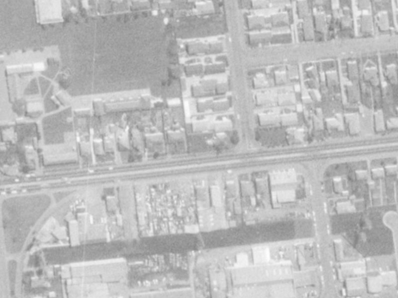 136-134 Blenheim Road from the air, 1975-1979