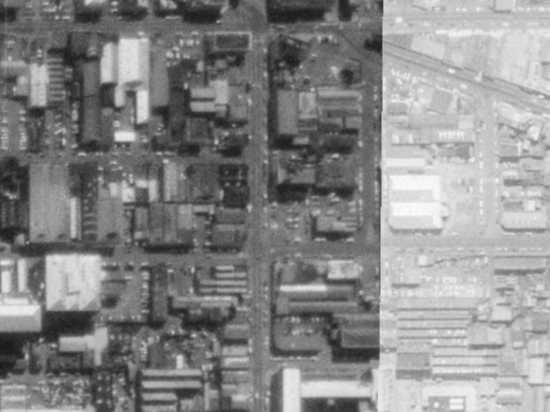 136-148 Madras Street from the air, 1975-1979