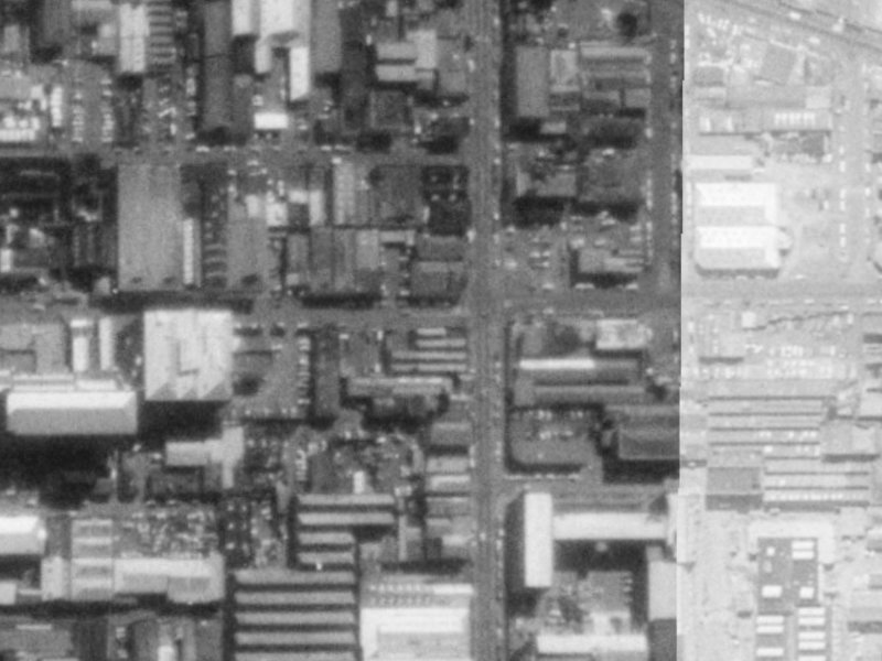 38-34 Allen Street from the air, 1975-1979
