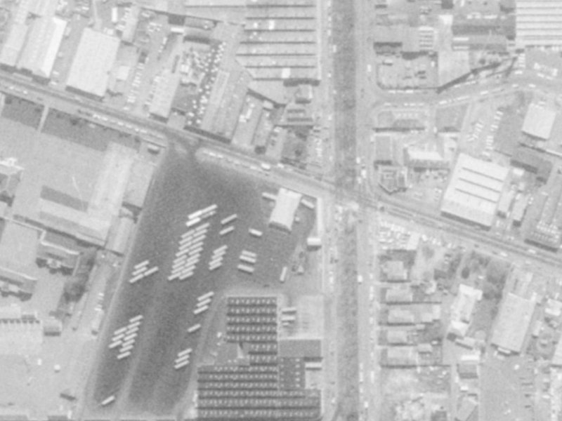 106B Ferry Road from the air, 1975-1979